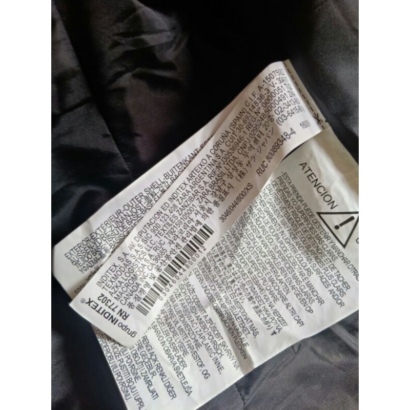 ÁO DA ZARA AUTH SIZE XS