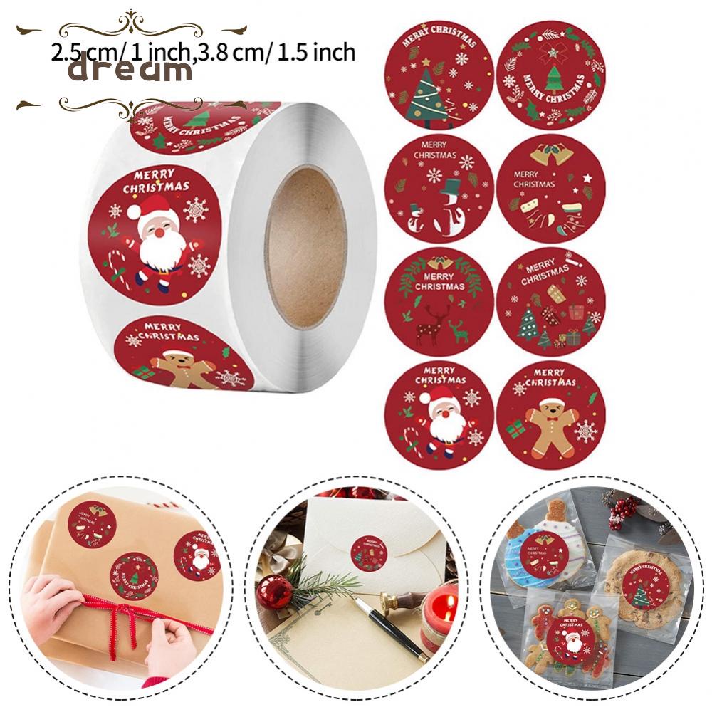 【DREAMLIFE】Sticker Merry Holidays Sticker Roll Christmas Gift Box Seal Gift Decoration