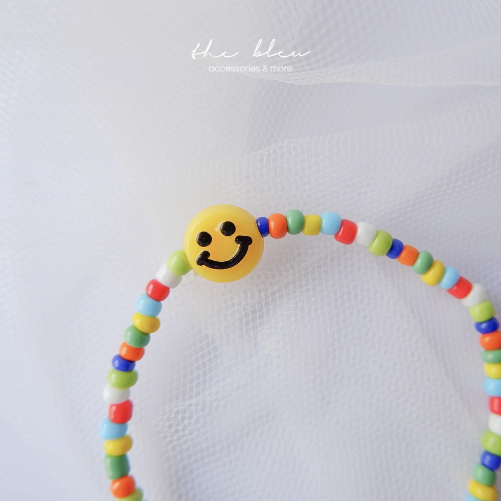 Vòng tay hạt cườm nhiều màu mặt cười handmade