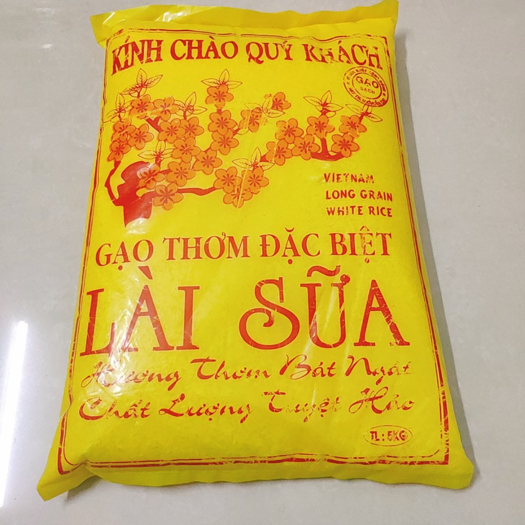 Gạo thơm Lài Sữa vàng túi 5kg - Hương thơm bát ngát, chất lượng tuyệt hảo