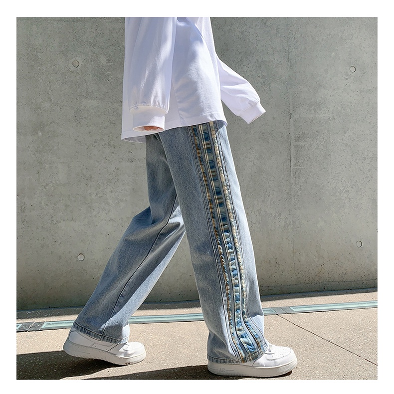 [ MGG 20K ]  Quần jeans ống suông phối viền kẻ  #N669 form cực đẹp | BigBuy360 - bigbuy360.vn