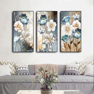 Bộ 3 tranh hoa nghệ thuật 30 x 60 - sr144-2