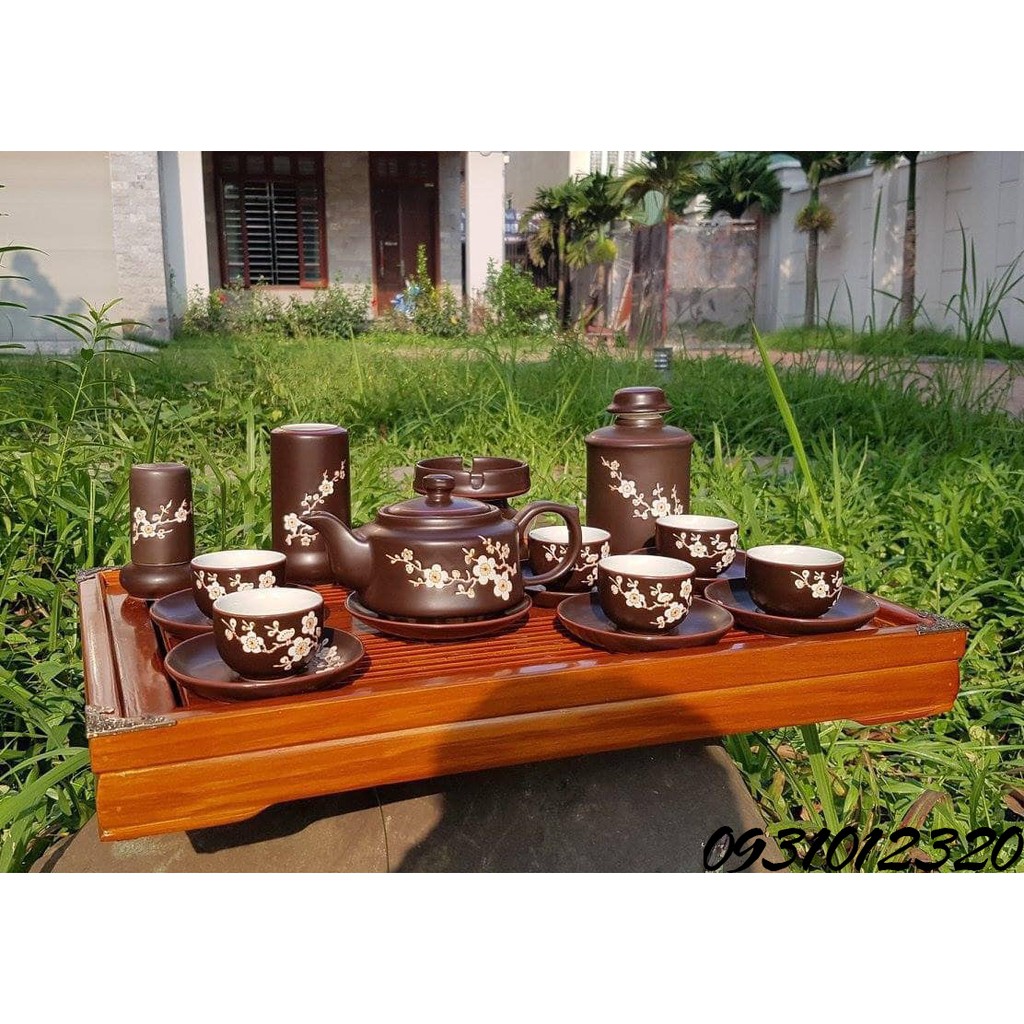 bộ ấm trà 3d bát tràng_bộ tách trà cá 3d