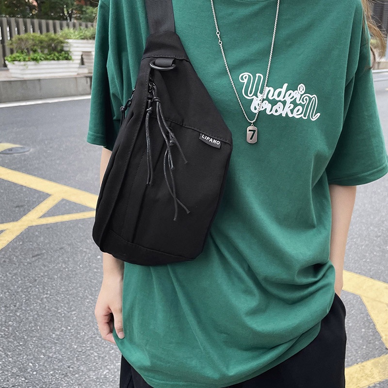 Túi Đeo Chéo Ngực Cỡ Lớn Bằng Nylon Đơn Giản Thời Trang Hàn Quốc Cho Nữ