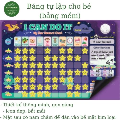 Bảng tự rèn ý thức, kỷ luật cho bé