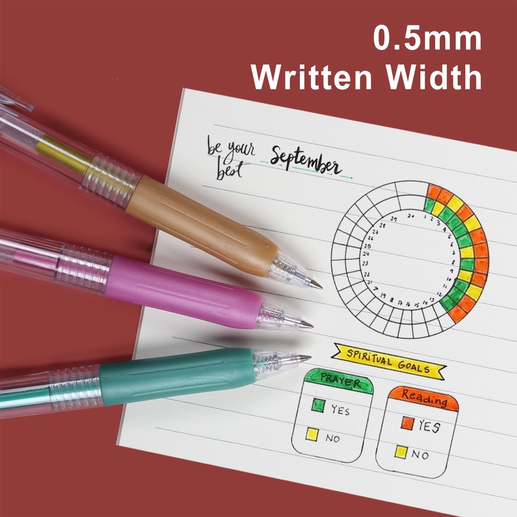 Bộ 6 /12 Bút Gel Seamiart Đầu Bấm Ngòi 0.5mm Chất Lượng Cao