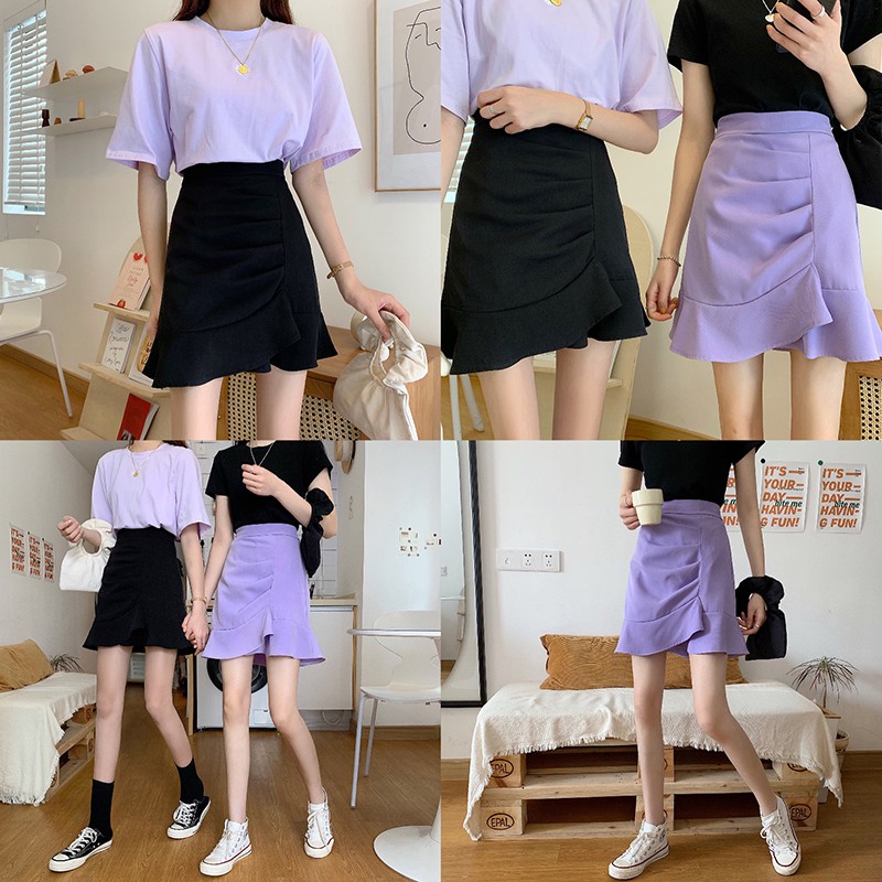 [Mã FAGREEN55 giảm tới 30K đơn 99K] Chân Váy Mini Lưng Cao Kiểu Đuôi Cá Lệch Tà Cá Tính Cho Nữ Xiaozhainv | BigBuy360 - bigbuy360.vn