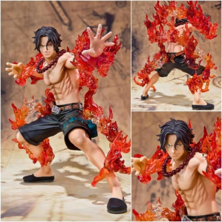 Mô hình One Piece ACE HỎA QUYỀN 2 đầu, đế có chữ tên nhân vật cao 15cm, figure one piece cực đẹp, mô hình anime decor