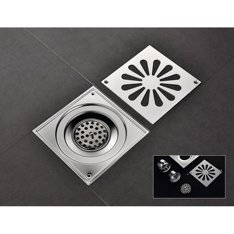 Thoát sàn ngăn mùi (dạng phễu nước) SUS304 (10x10 12x12 15x15 cm) - Hàng Cao cấp ITALIA