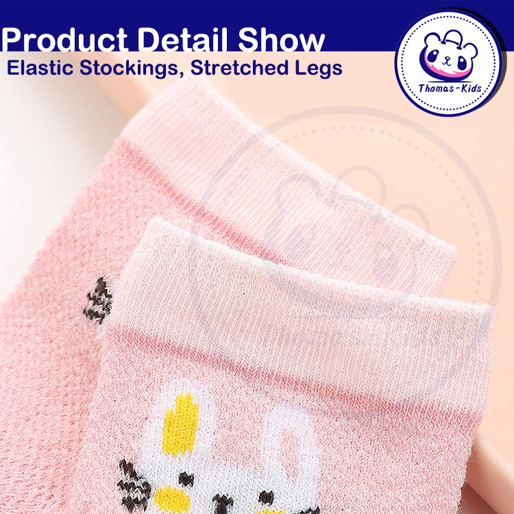 Set 5 Đôi Vớ Cotton Mềm Mại In Họa Tiết Thỏ / Voi Hoạt Hình Thời Trang Cho Bé Gái 1-12 Tuổi