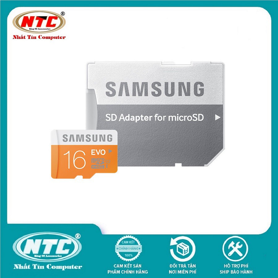 Thẻ Nhớ MicroSDHC Samsung Evo 16gb UHS-I U1 80MB/s kèm Adapter (Cam)