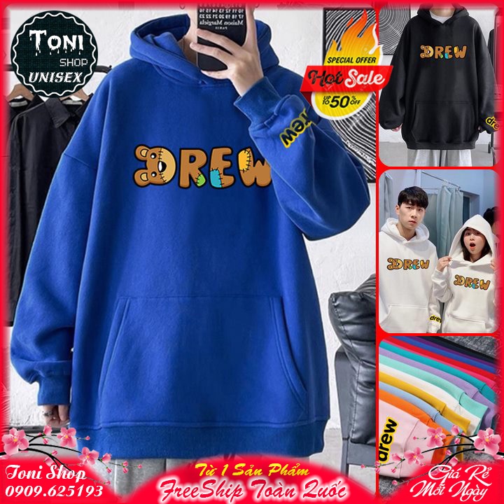 ÁO HOODIE Drew Chữ Cam Nỉ Ngoại Cao Cấp (HD2830 - Full Màu Full Size)