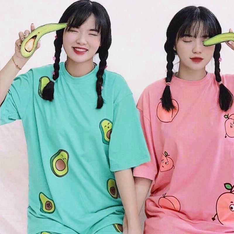 Quần áo hè nam nữ bộ thể thao đẹp cao cấp bộ mặc nhà cộc tay vải thun cotton hoạ tiết hoạt hình