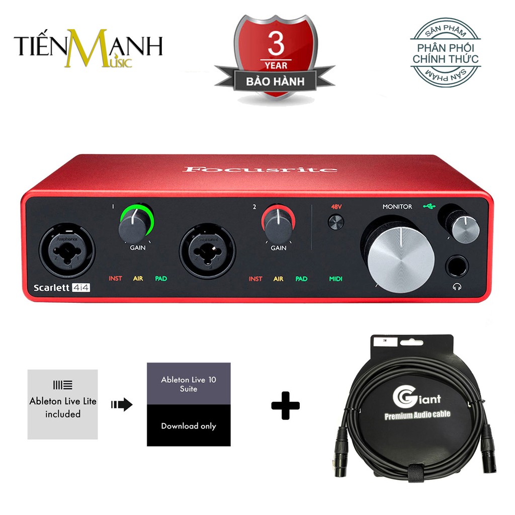 [Tặng Cable] Focusrite Scarlett 4i4 Gen 3 Sound Card Âm Thanh  - Focus USB Audio SoundCard (3rd - Gen3)