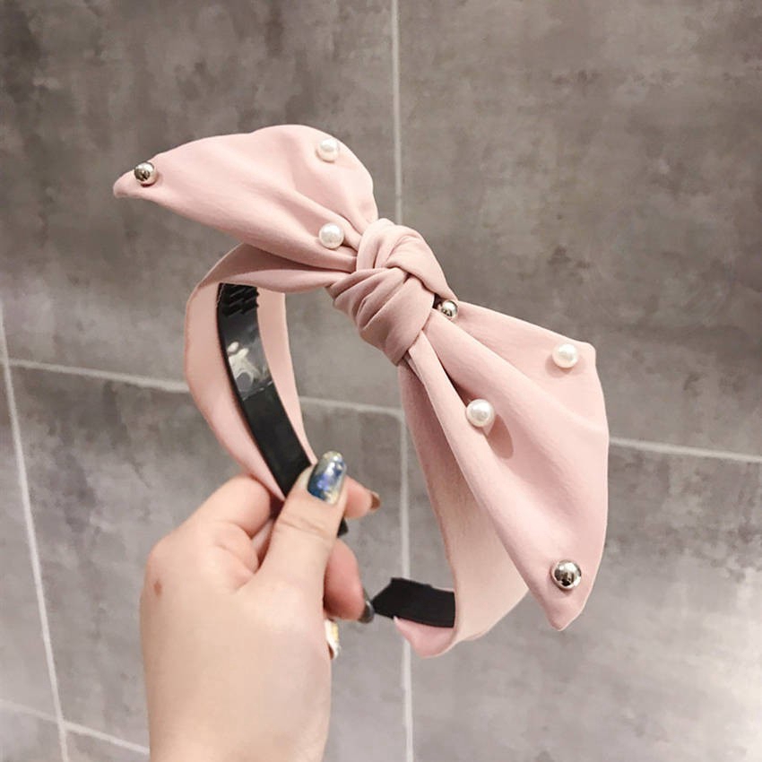 Băng đô cài tóc thắt nơ họa tiết chấm bi đơn giản thời trang