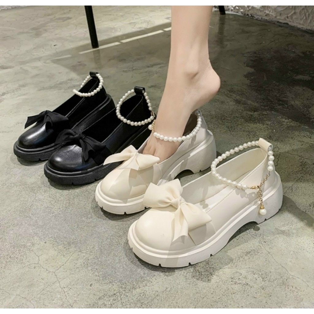 Giày Lolita mũi nơ quai ngọc siêu xinh 104 ( Form to lấy lùi 1 size )