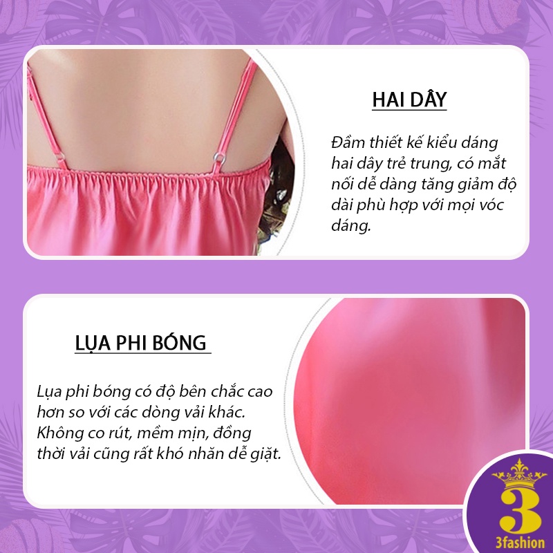 Đầm Ngủ Hai Dây Viền Ren Sexy Vải Lụa Mềm Mịn Thoáng Mát Rủ Nhẹ Thoáng Mát Không Nhăn, Không Xù - N11