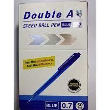 Combo 5 Bút bi Double A SPEED BALL 0.7mm mực xanh ngòi viết siêu êm ANKICO