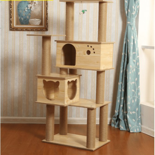 Nhà cây 1 hộp ngủ cho mèo bằng gỗ tiện dụng 55x35x130 cm