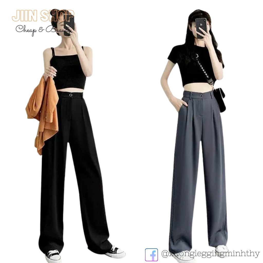 Quần suông ống rộng (M2229) dài 100cm, chất tuyết mưa cao cấp mẫu mới 2021 by Jiin shop | BigBuy360 - bigbuy360.vn