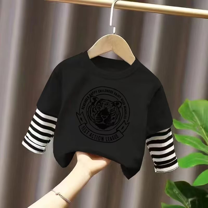 Áo Thun Tay Dài Cổ Tròn In Họa Tiết Phong Cách Hàn Quốc Thời Trang Mùa Xuân 2022 Cho Bé Trai