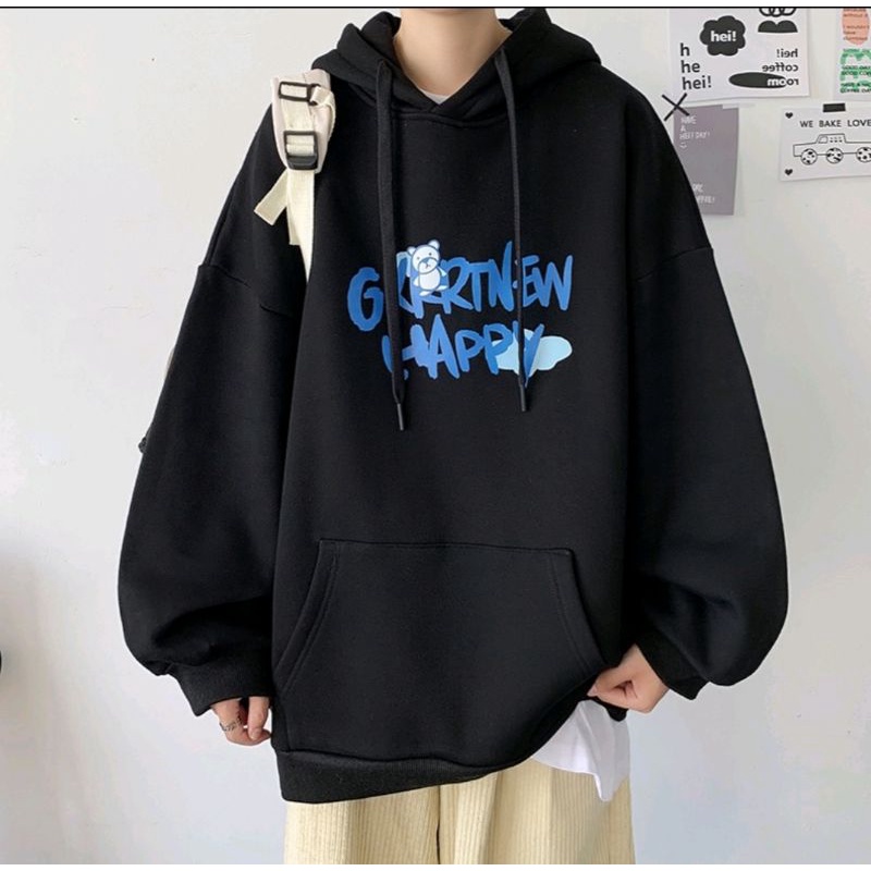 Mẫu áo hoodie gấu chữ happy, sản phẩm áo hoodie  N&amp;C_shop NC0010