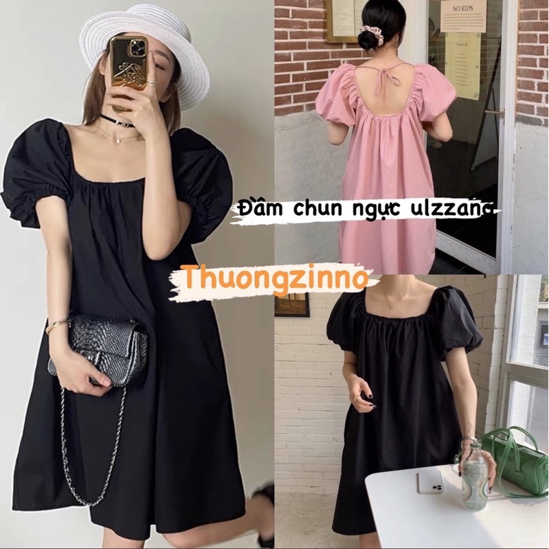 [Ảnh thật/Video]Đầm babydoll dáng suông tay bồng thắt nơ sau Đầm thiếu nữ ulzzang