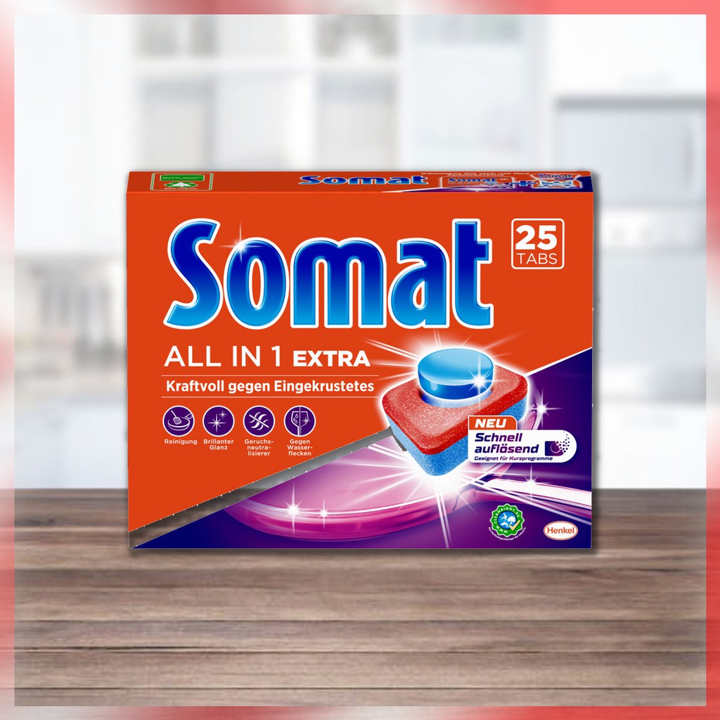  Viên rửa dành cho máy rửa bát Somat All in 1 Extra 25 viên