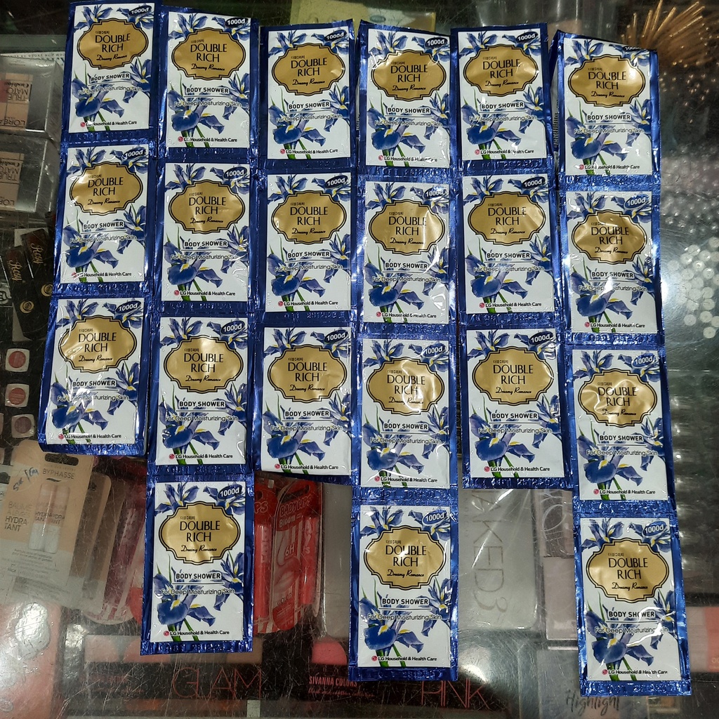 Combo 10 dây sữa tắm dưỡng ẩm Double Rich hương hoa Iris gói (7g (10 gói)) x10