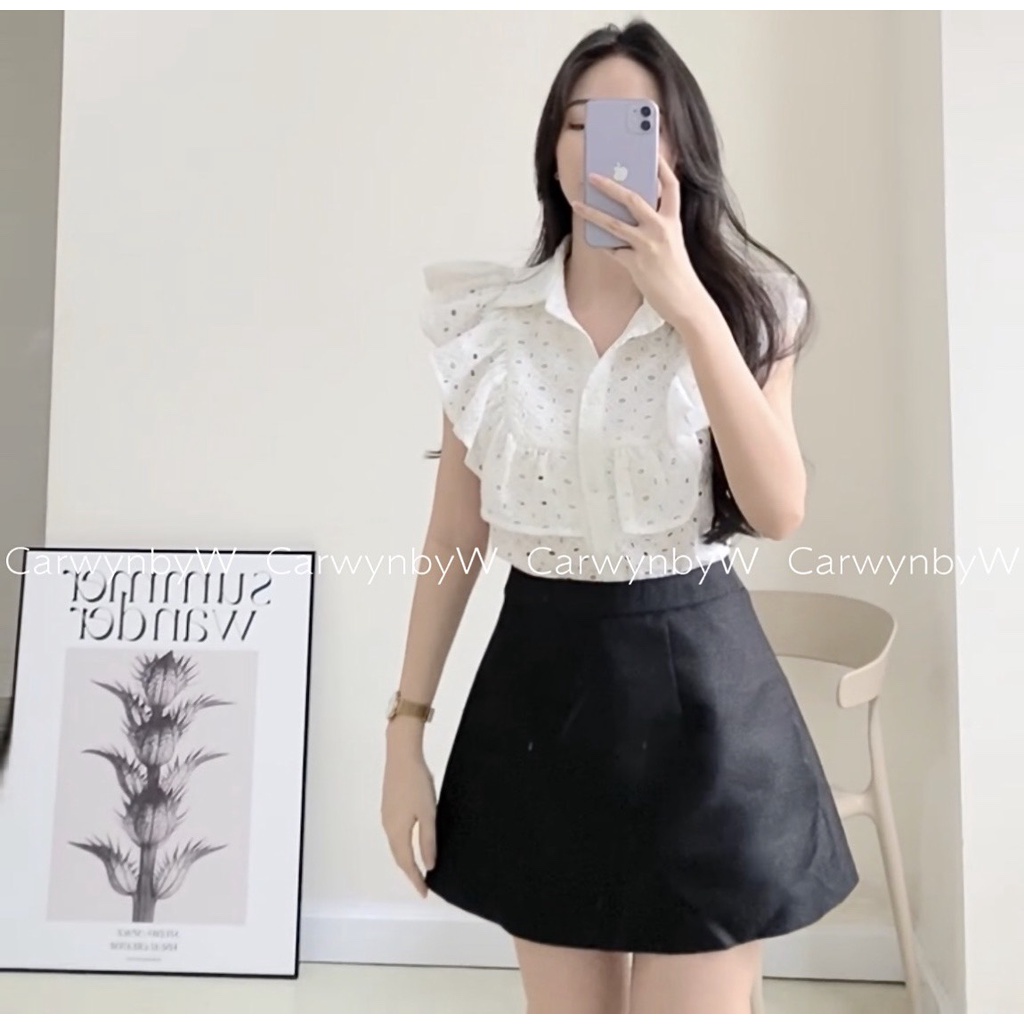 CarwynbyW - Chân Váy Thiết Kế Chữ A - Tafta Ánh Kim Không Túi