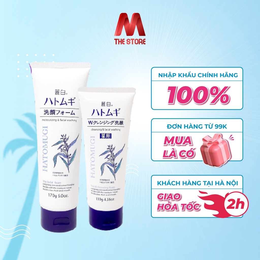 Sữa rửa mặt trắng da ý dĩ Hatomugi Moisturizing &amp; Facial Washing 170g