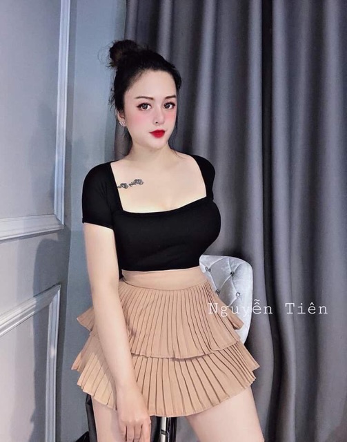 Chân váy 2 tầng xếp ly nhí (có quần trong) | BigBuy360 - bigbuy360.vn