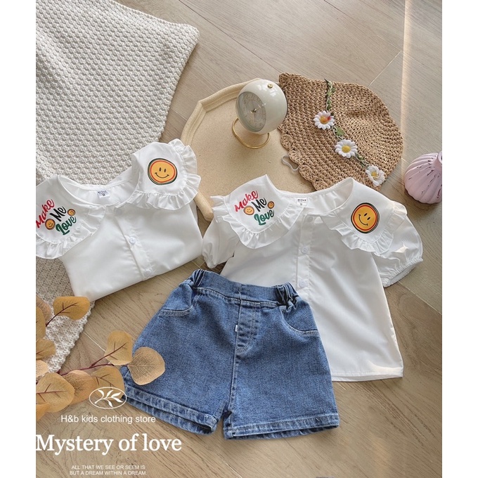 [SET BÉ GÁI] Bộ mặt cười kèm quần jean cực xinh cho bé gái (8-18kg)