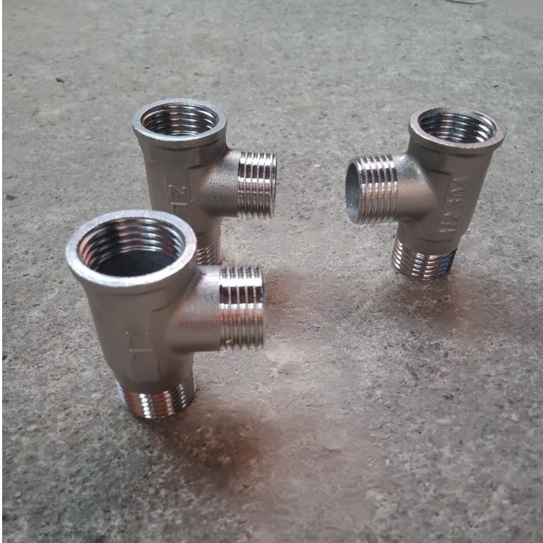 Tê Inox 2 đầu ren ngoài 1 đầu ren trong