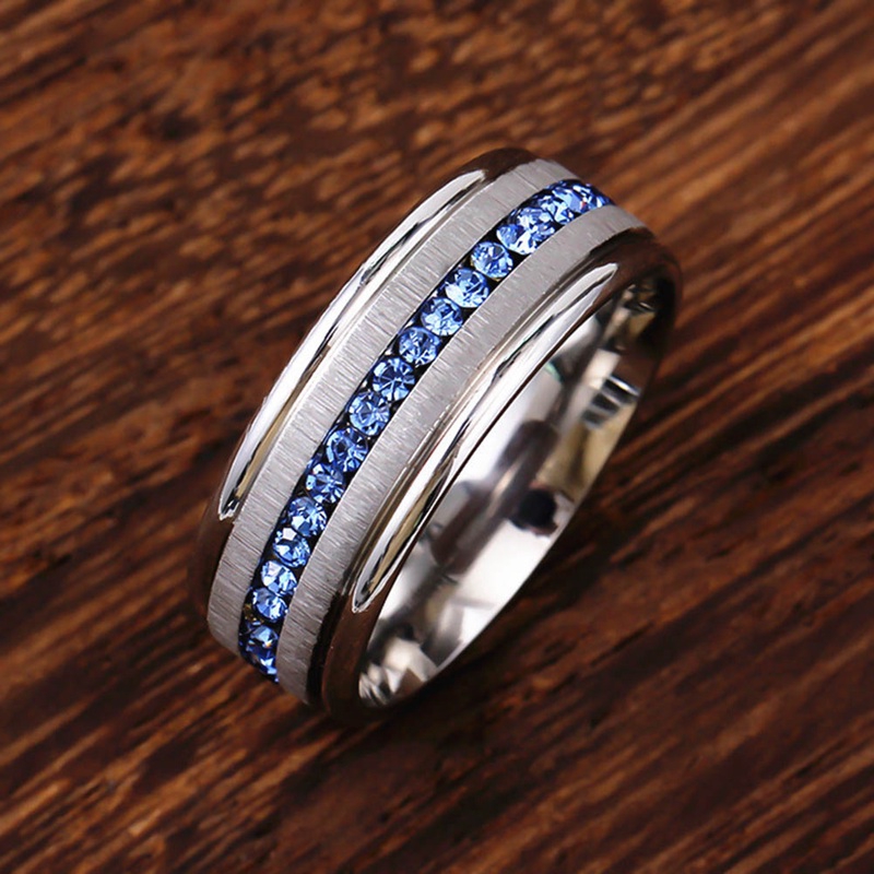Exquisite Fashion Thin Blue Diamond Tungsten Carbide Ring Beautiful Chic Nice