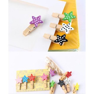 COMBO 10 KẸP GỖ NGÔI SAO CHẤM BI