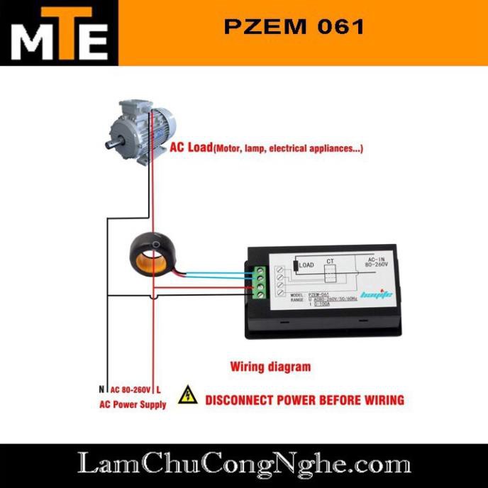 Mới! Công tơ điện tử PZEM-061 AC 220v 100A Đo điện áp , dòng điện, công suất thiết bị