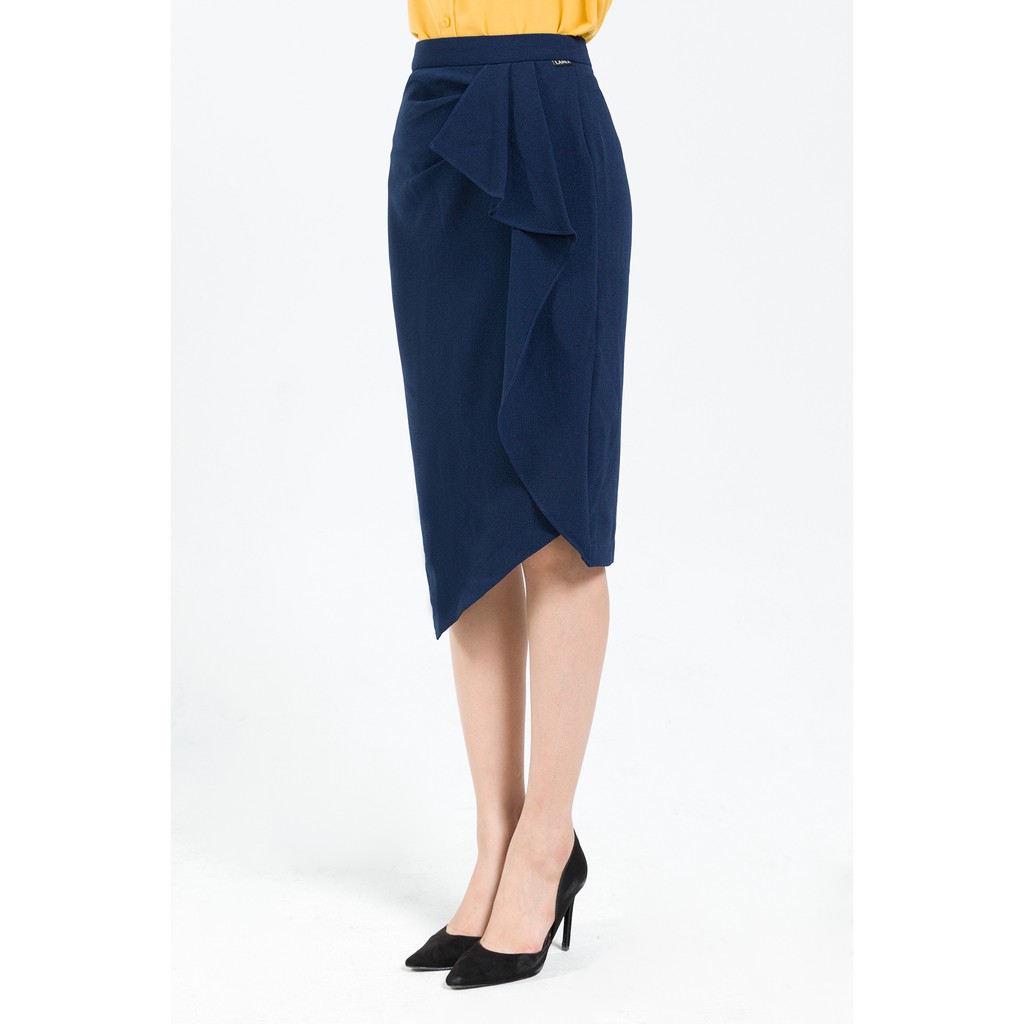 Chân váy ôm xếp ly bèo rủ lệch LAMER L62F19Q010-S1400 (Đen) | BigBuy360 - bigbuy360.vn