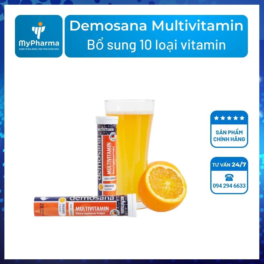 Demosana Multivitamin – Viên sủi bổ sung 10 loại vitamin thiết yếu, tăng đề kháng, chính hãng từ Đức