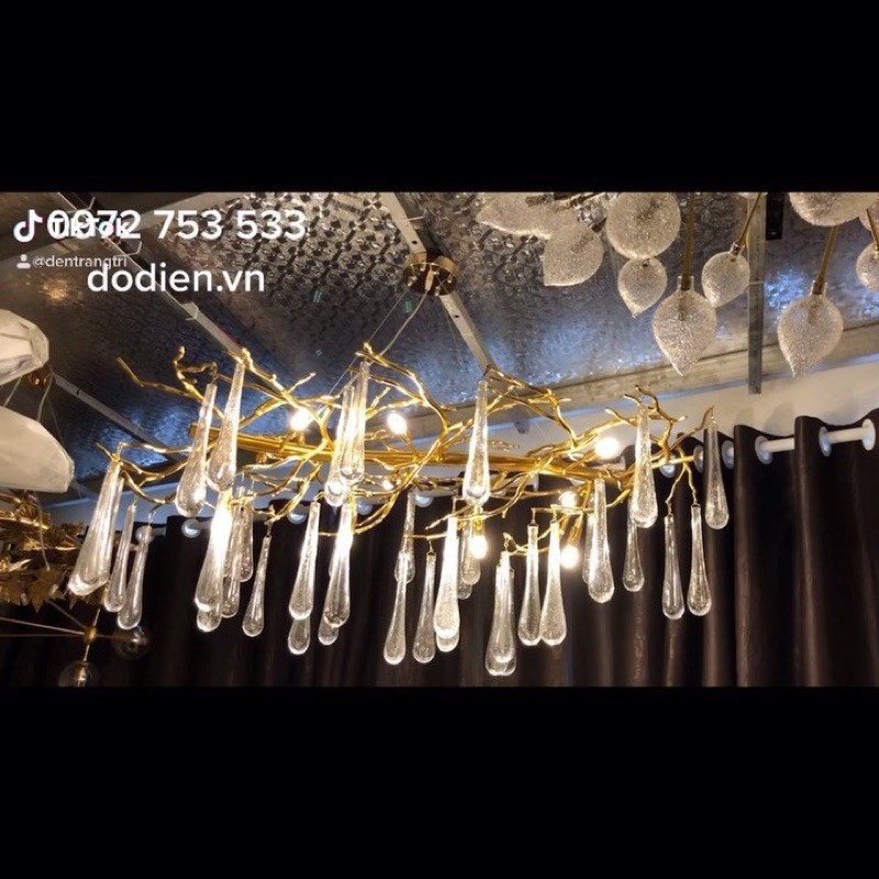 Đèn chùm pha lê cao cấp đèn serip phòng khách bàn ăn hiện đại