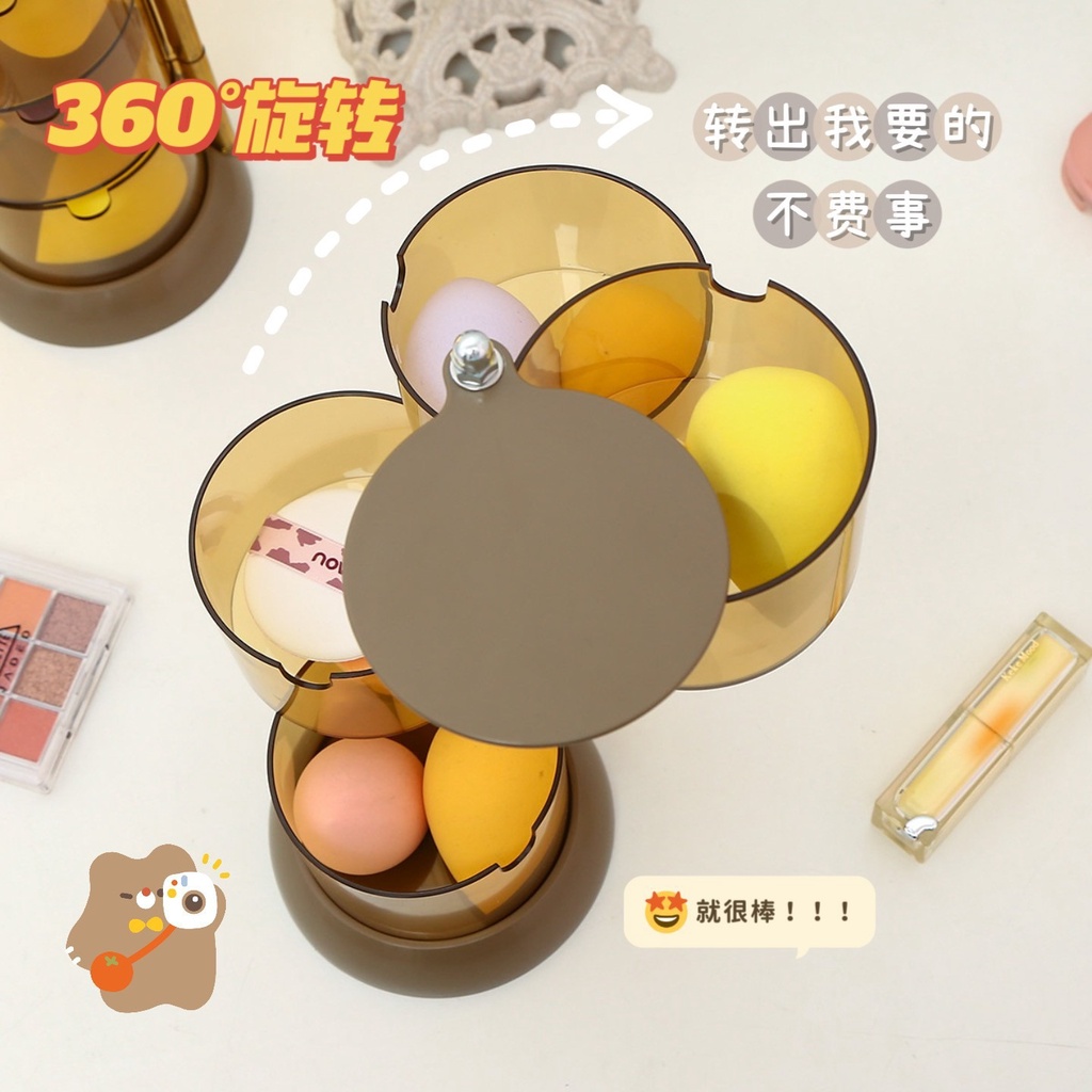 Kệ Đựng Đồ Trang Điểm Nhiều Tầng Dạng Xoay Chống Bụi Thoáng Khí