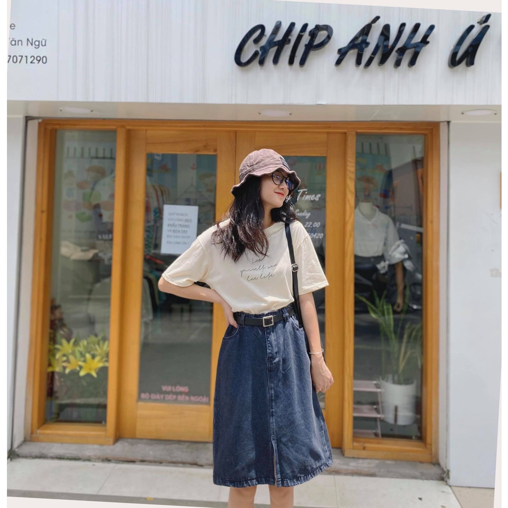 CHÂN VÁY BÒ DÀI JEAN CẠP CHUN cv618