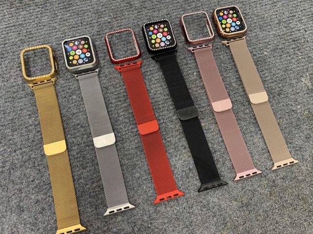 COMBO THÉP MILAN + ỐP VIỀN ĐÍNH HỘT SANG CHẢNH DÀNH CHO APPLE WATCH