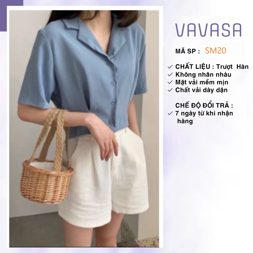 Áo sơ mi nữ cổ vest ngắn tay form rộng công sở nhiều màu mẫu mới trendy siêu hot 2022 VAVASA SM20