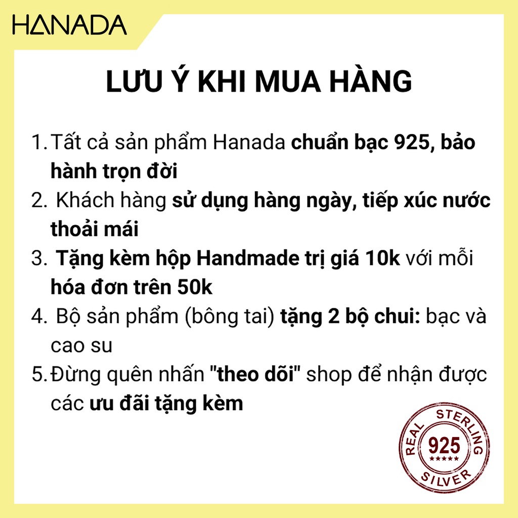 Bông Tai Bạc Ta 5MM Màu Đá Chuẩn Theo Màu Tự Nhiên Hanada Bông Nụ Nam Nữ Đơn Giản