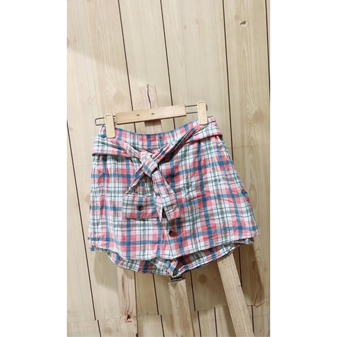 Quần váy caro hồng kiểu somi cột vạt size S-M.A08