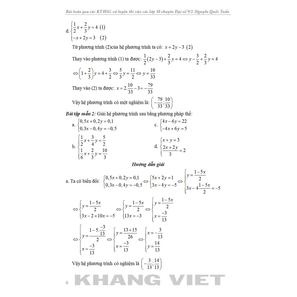Sách Tham Khảo  - Bài Toán Qua Các Kì Thi Học Sinh Giỏi, Luyện Vào Lớp 10 Chuyên Đề Đại Số Tập 2 - KV