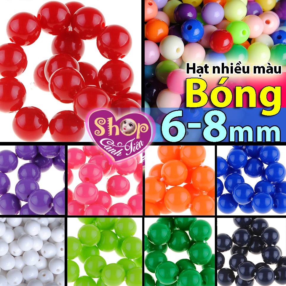 Gói 50g Hạt Nhựa Bóng 6mm - 8mm nhiều màu cực đẹp Làm Vòng Thủ công