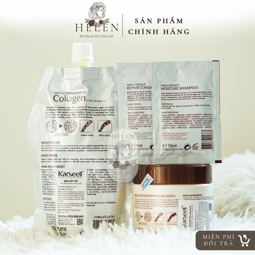 KARSEELL HŨ Kem Ủ Tóc, Hấp Tóc, Kem Phục Hồi Tóc  Chính Hãng  Ủ Tóc Collagen 500ml Dưỡng Tóc, Phục Hồi Tóc Hư Tổn