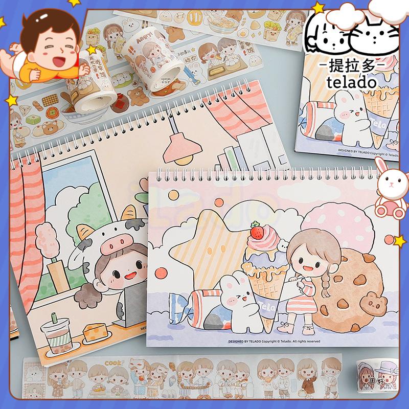 ⭐ iLado ⭐ telado Thỏ kem  A5/B5 sổ tay tài khoản tay sáng tạo dễ thương vở kẻ ngang sổ ghi chép notebook  sổ ghi chép sổ tay ghi chép vở lò xo kẻ ngang sổ lò xo kẻ ngang marker học văn phòng phẩm sổ ghi chú sticker tập vở